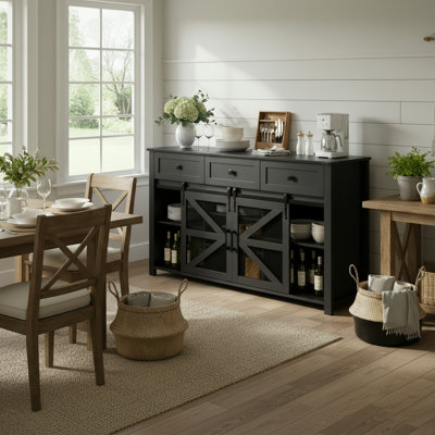55-inch sliding barn door sideboard