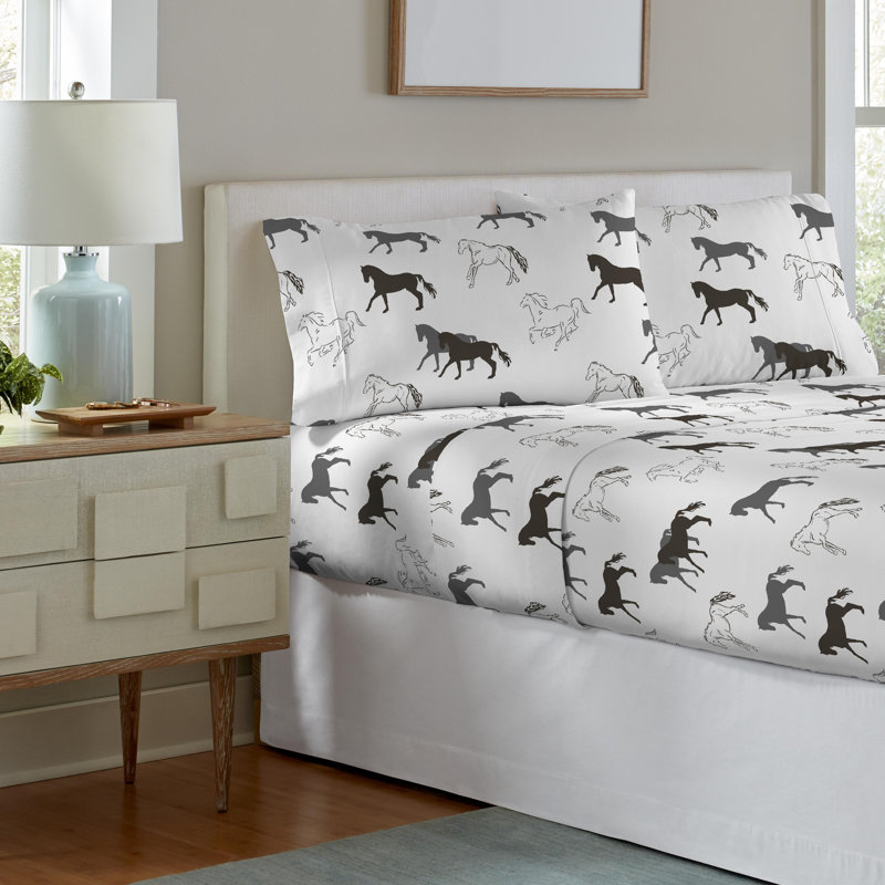 Ensemble de draps 100% coton en flanelle imprimée 180 g / m² Pointehaven, Ensemble de draps pour lit simple TG avec 1 taie d