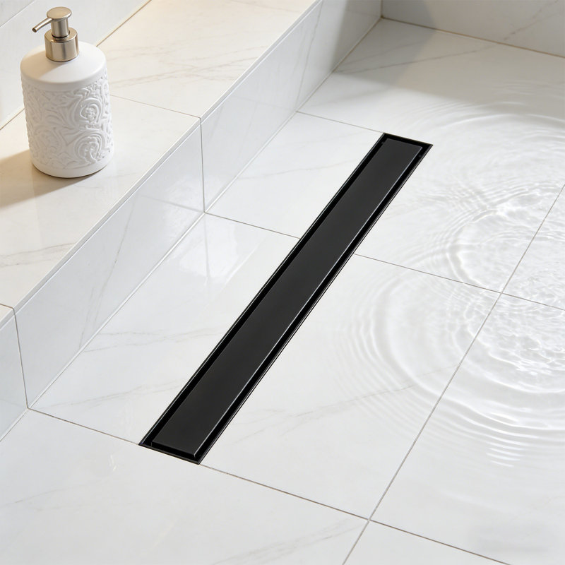 36-Inch Linear Shower Drain, 2-In-1 Reversible Flat/Tile-Insert Cover – 304 Stainless Steel Floor Drain With Removable Hair Strainer, Easy-Clean Design For Bathroom, Laundry & Balcony