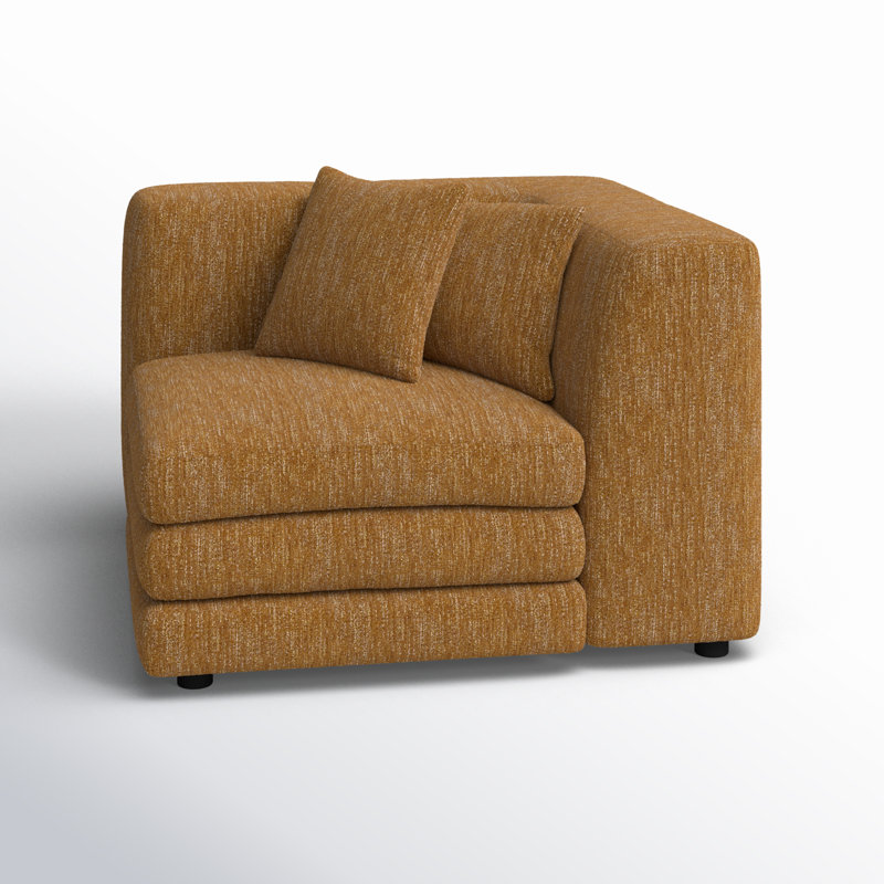 Donia Upholstered Accent Chair, Amber Glow Mustard Tweed