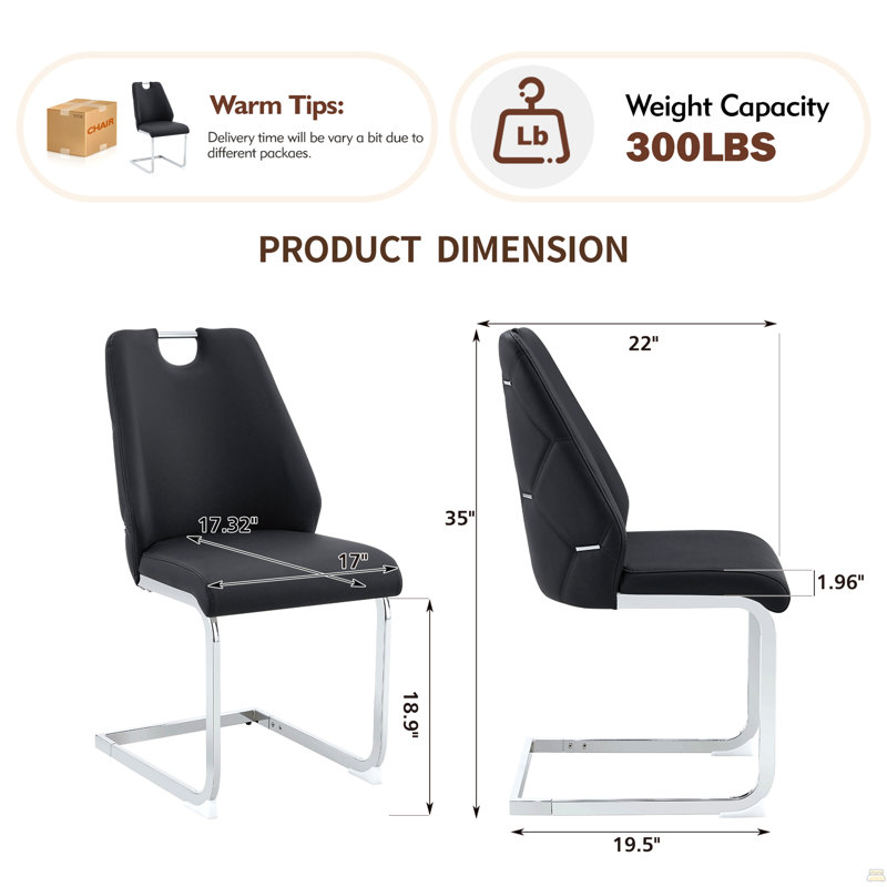 Ensemble de 2 chaises de salle à manger en similicuir, 2, Noir