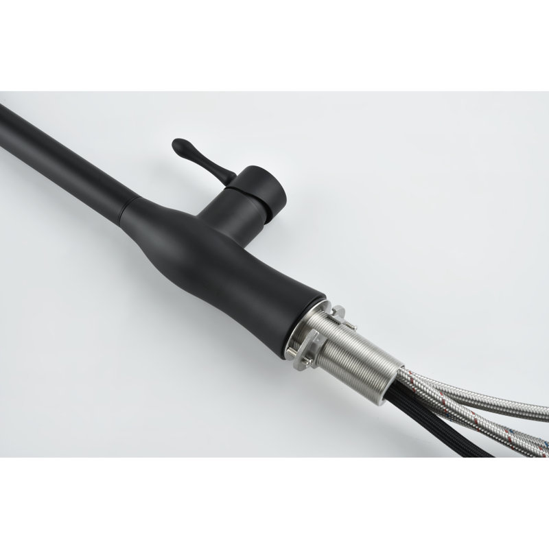 Robinet de cuisine professionnel en acier inoxydable noir mat