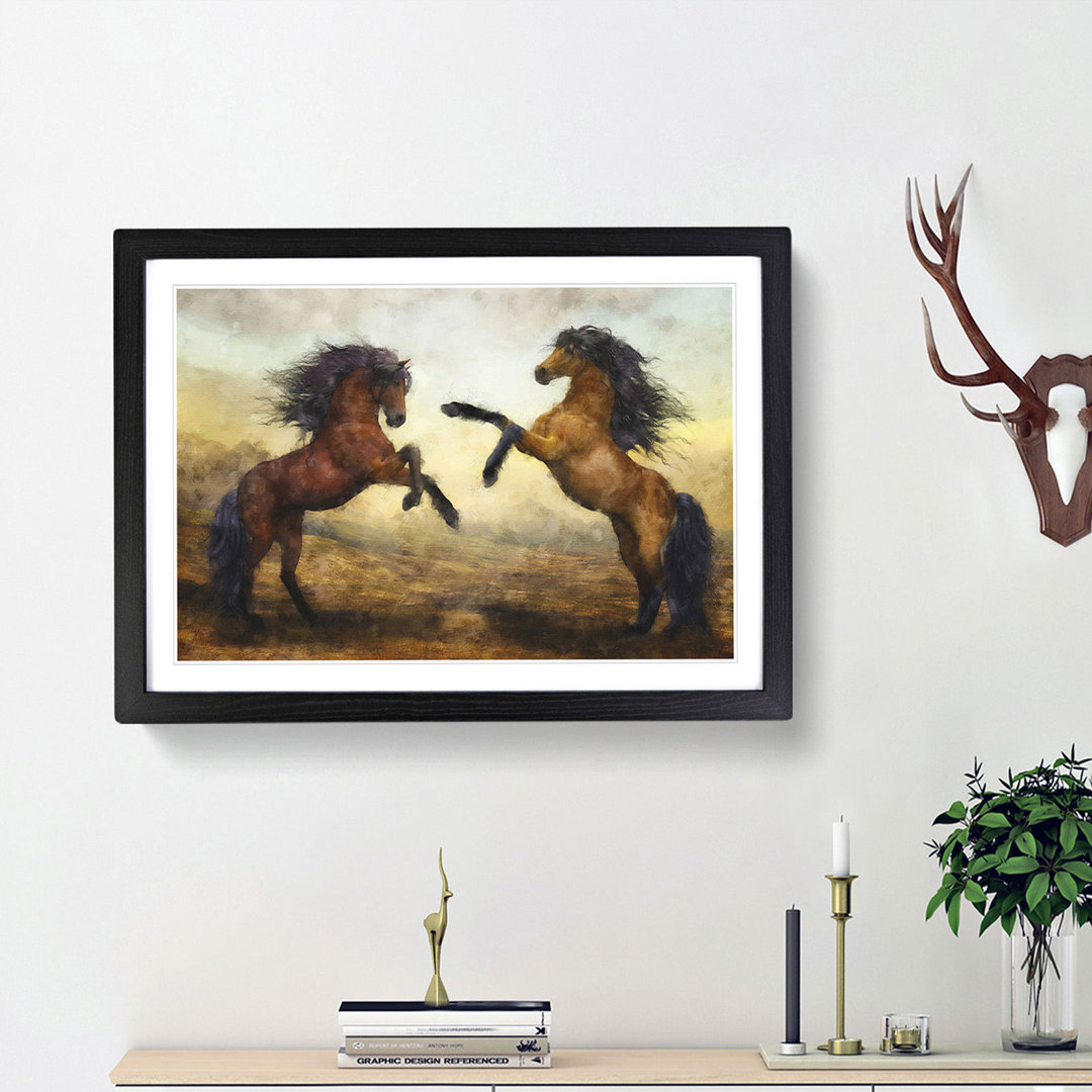 Two Wild Stallion Horses - Framed Print