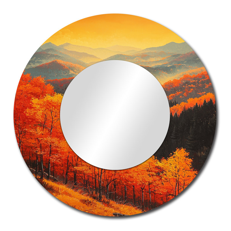 Feuilles d'automne dans les montagnes du Vermont I - Miroir mural, 29 po x 29 po