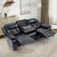 Ensemble de 3 fauteuils de cinéma maison inclinables électriques en similicuir avec appuie-tête réglables, éclairage DEL, tablette rabattable, porte-gobelets dissimulés et chargeur sans fil-888090927-888090923