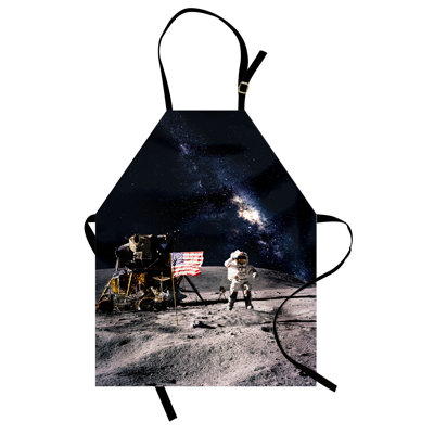 East Urban Home Galaxy Apron, Cooking Gardening, Adult Size, Grey Navy Blue