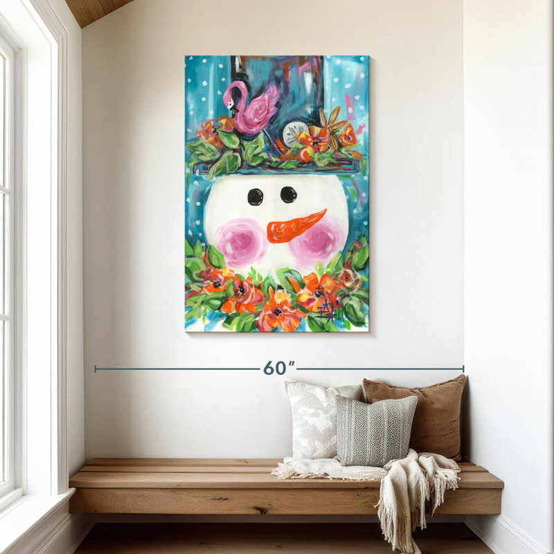 Lelend Snowman With Flamingo Hat, 45" H x 30" W