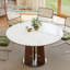 Table de salle à manger ronde en pierre frittée avec base en noyer