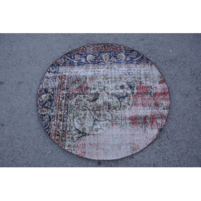 Red Floor Rug, Kitchen Rug, Aesthetic Rug, 3.6x3.6 ft Small Rug, Vintage Rug, Turkish Rug, Cool Rug