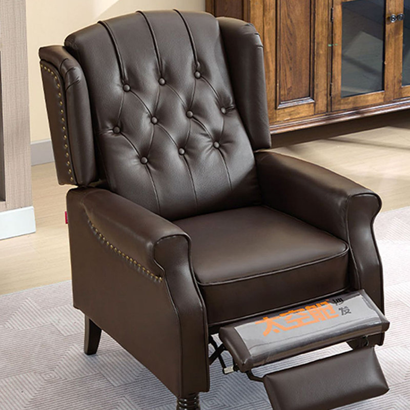 Chaise en bois massif écologique, Similicuir brun
