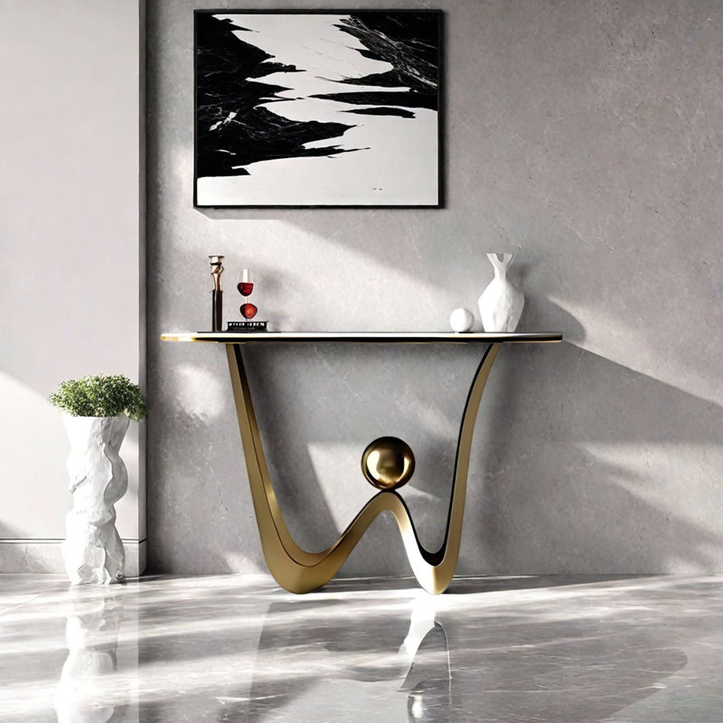 Console Modern Minimalist Art Design, Or champagne, H 33,46 po x l 47,24 po x P 13,78 po