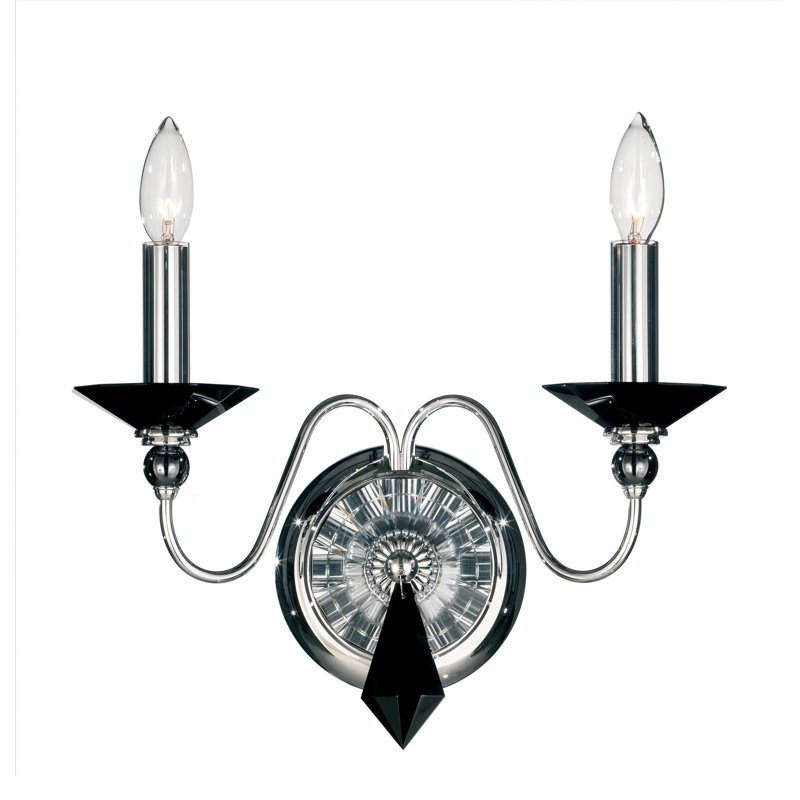 Jasmine 2 - Light Candle Wall Light, Polished Silver, Optic Clear