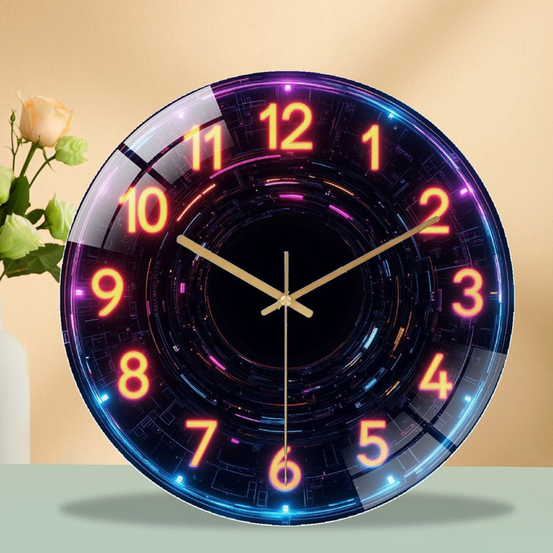 Horloge murale néon à DEL pour horloge murale moderne 12 po