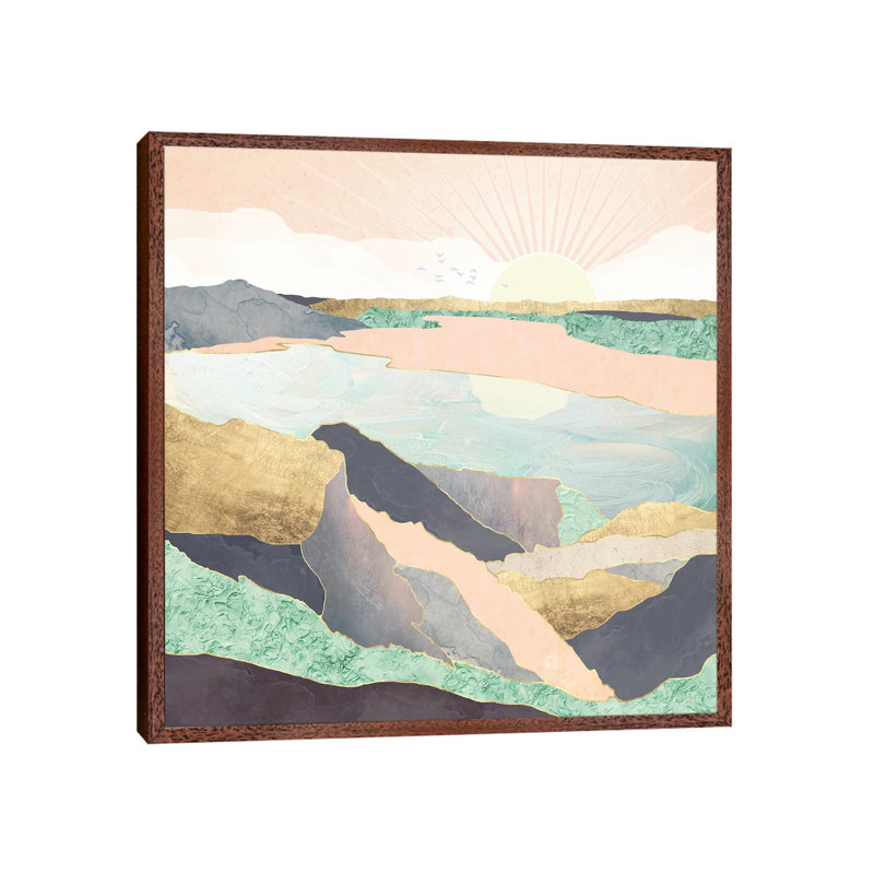 Sunrise Beach - Print on Canvas, 66.04 cm H x 66.04 cm W, Brown Framed