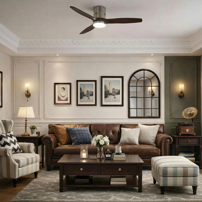 AuraVista 52" Modern 3-Blade Ceiling Fan with Light Kit & Remote Control – Flush Mount for Sleek, Space-Saving Design