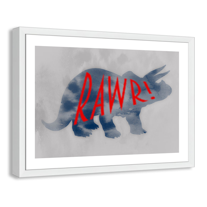 Dino Rawr Art, H 24,5 po x l 34,5 po x P 0,6 po, Encadré plat blanc