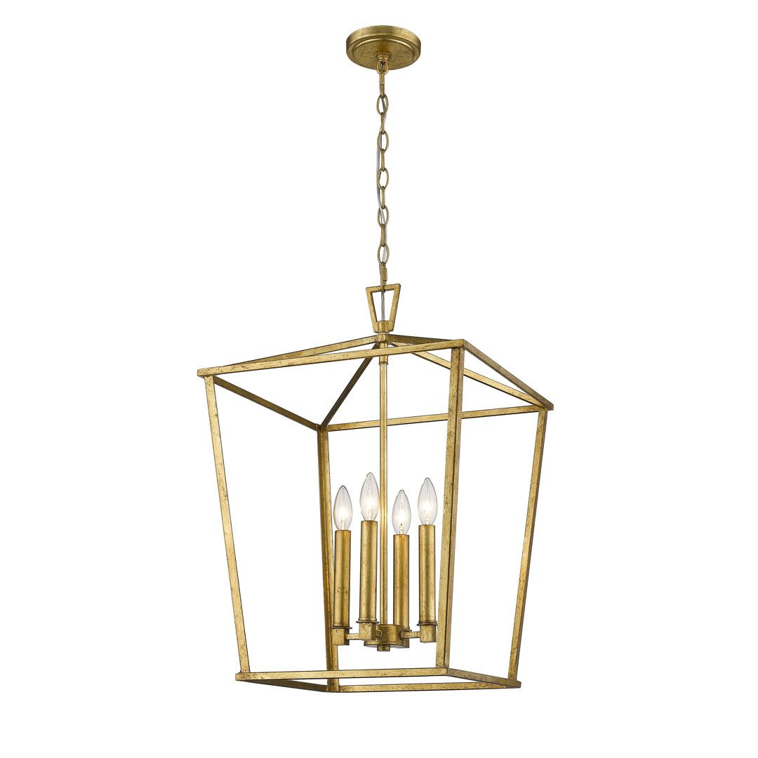Desirae 4 - Light Dimmable Lantern Geometric Chandelier Everly Quinn