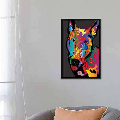 Rainbow Bull Terrier by Michael Tompsett - Single Picture Frame Gallery-Wrapped Canvas Giclée