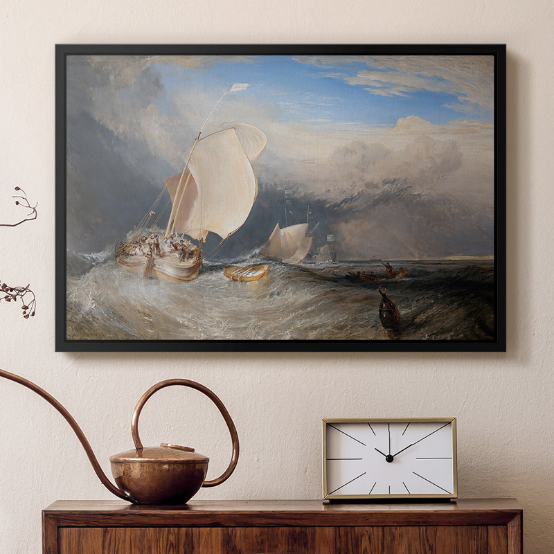 Bateaux de pêche avec des hucksters marchant pour le poisson, 1837-1838-J.M.W. Toile tendue avec châssis Turner, 16 x 24