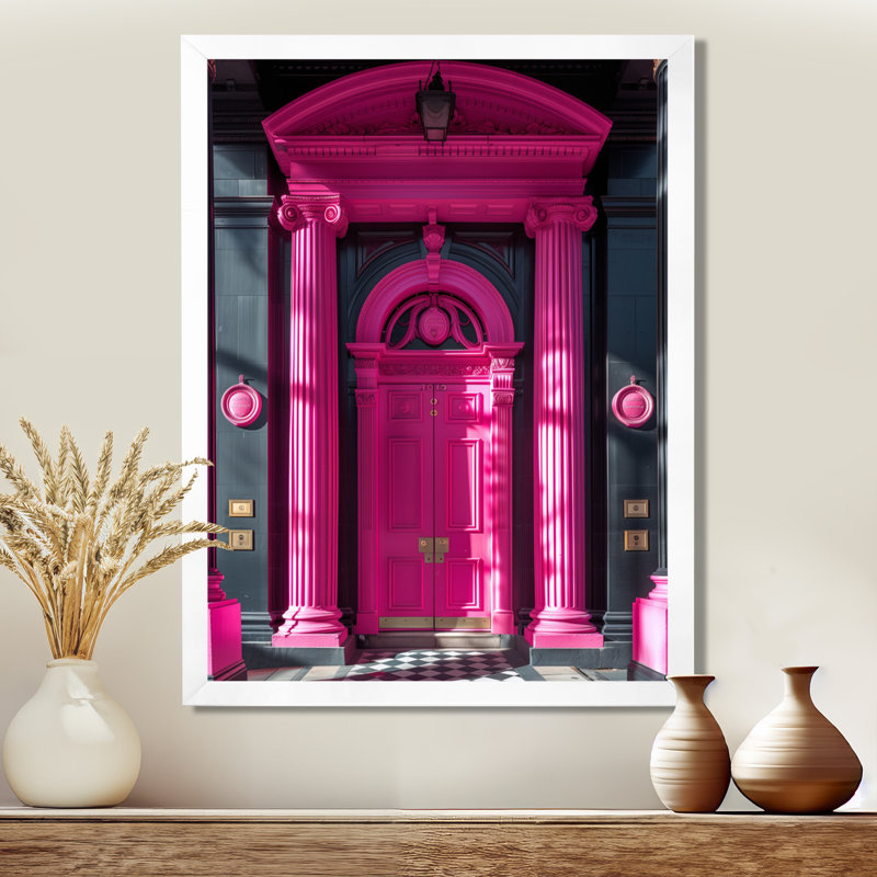 Porte de banque rose et noire - salon d'art mural Banks, Toile encadrée blanche avec une seule photo