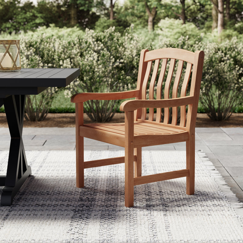 Narelle Teak Wood Premium All-Weather Wicker Outdoor Dining Armchair