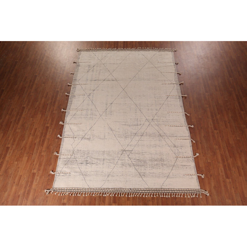 Tapis marocain moderne ivoire All-Over 9 x 13