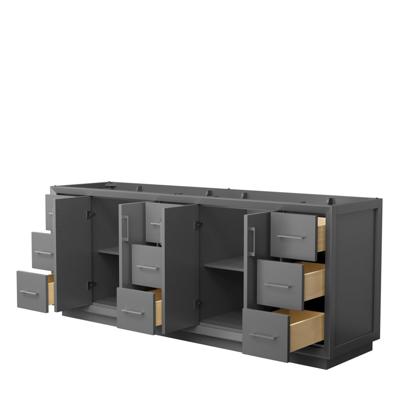 Strada 83.25'' Double Bathroom Vanity Base Only, Dark Gray/Gray