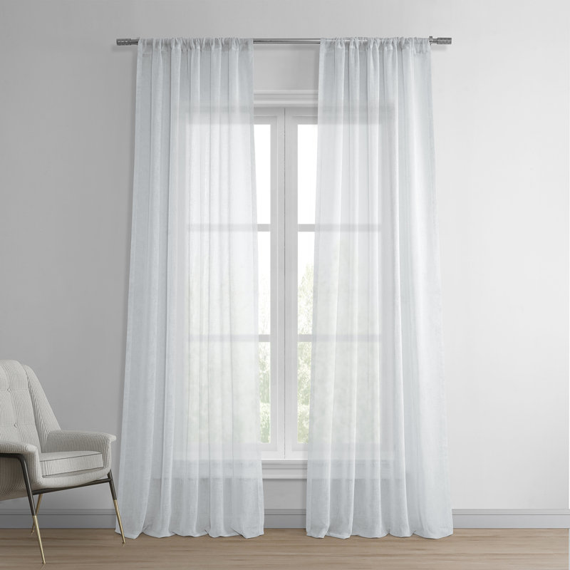 Larsa Linen Blend Sheer Curtain Single Panel, White Orchid, 50" W x 120" L