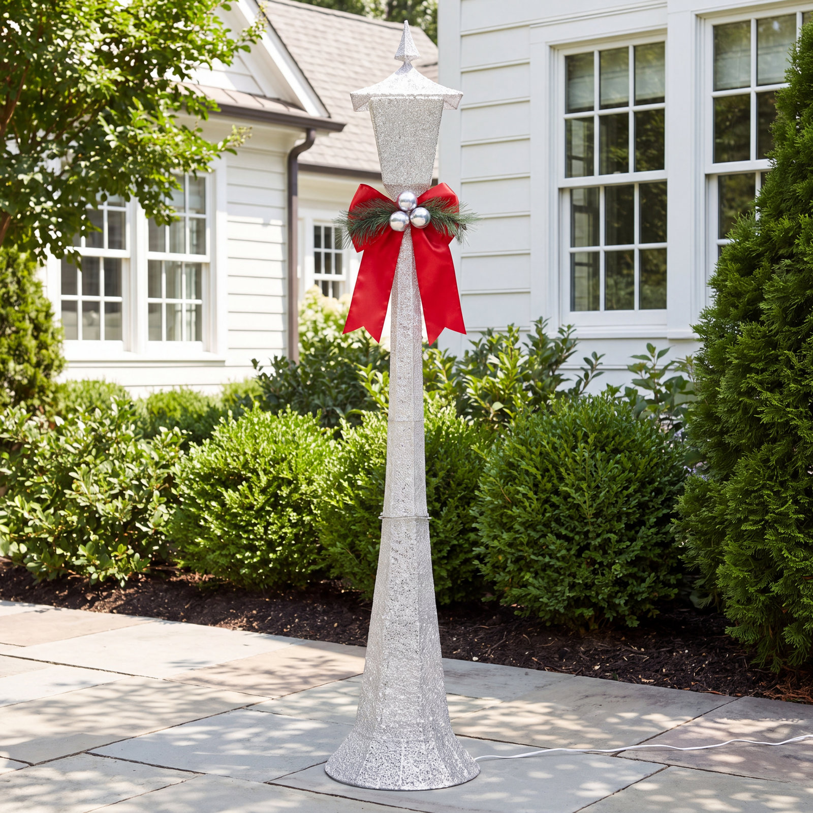 Metal Christmas Outdoor Decoration, White, 48" H x 9" W x 11" D