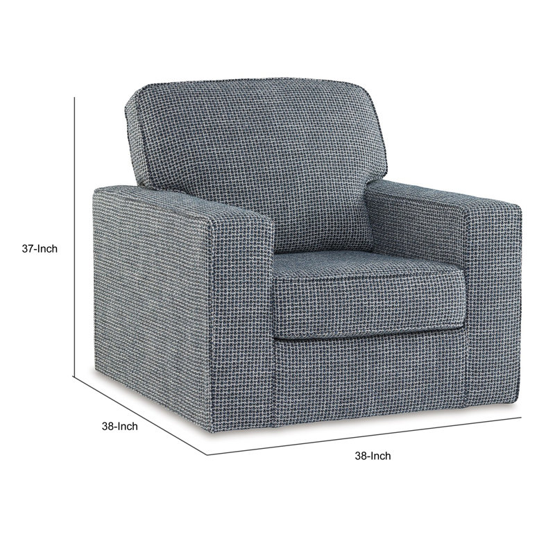 Blue Denim Transitional Swivel Accent Chair