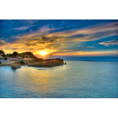 Sunset Overlooking Corfu Island - Wrapped Canvas Print