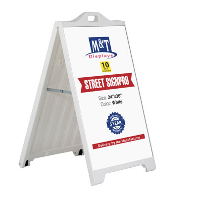 Sandwich Board A-Frame Double Sided Outdoor Sidewalk Sign Holder 24X36 White