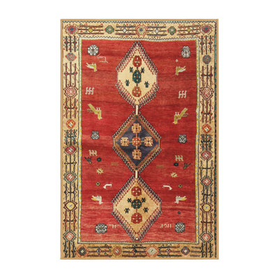 Tapis traditionnel rouge / beige Bairiki
