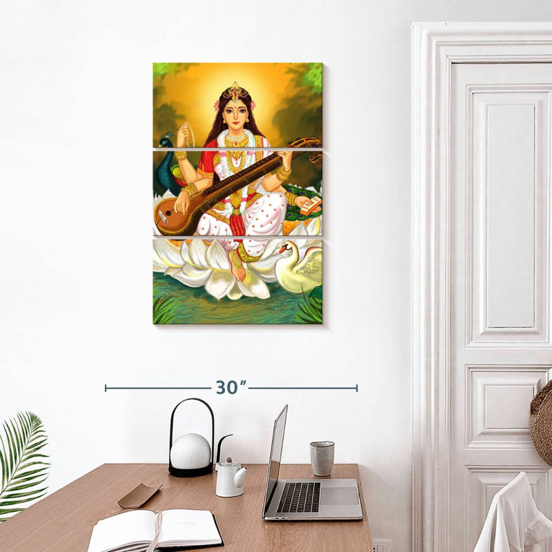 Adella Saraswati jouant de la musique, H 32 po x l 20 po