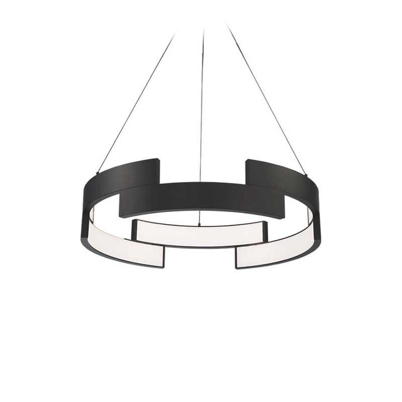 Frampton 1 - Light LED Unique/Statement Pendant, 20 Inches, Black