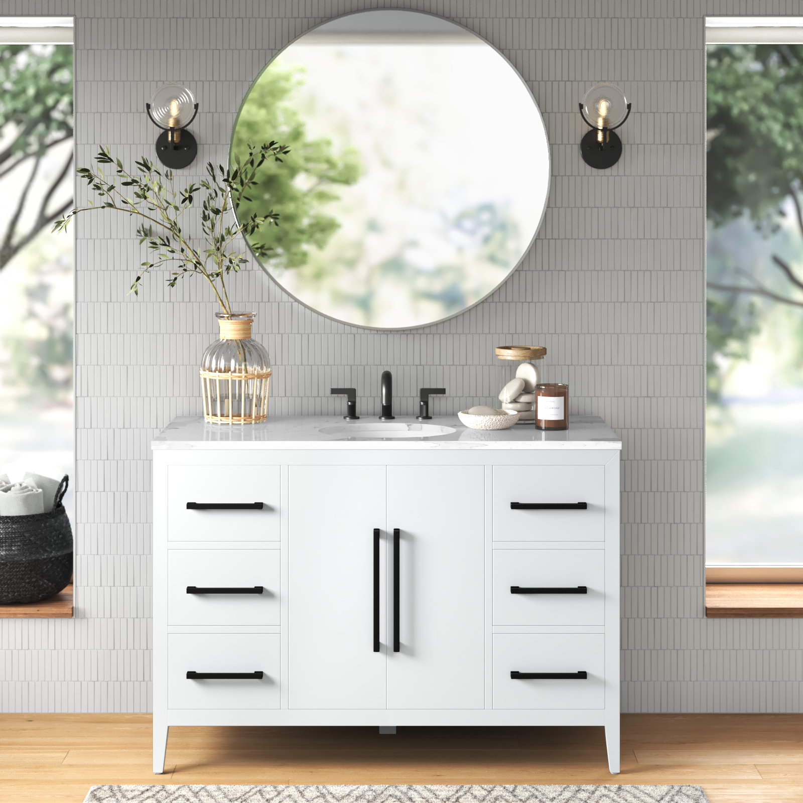 Mercury Row® Adrienne 48'' Single Bathroom Vanity with Quartz Top