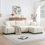 110" Modular Sectional Sofa, L Shape with Extra-large Seat, Pull-line Design, Movable Ottoman, High Density Foam, Free Combination, Sturdy Metal&Wood Frame, Boucle Fabric, 3 Colours