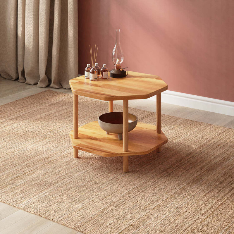 Columbia Octagon Coffee Table, Solid Beech Wood Accent Table for Living Room and Lounge, 17.4'' H x 22.8'' L x 22.8'' W