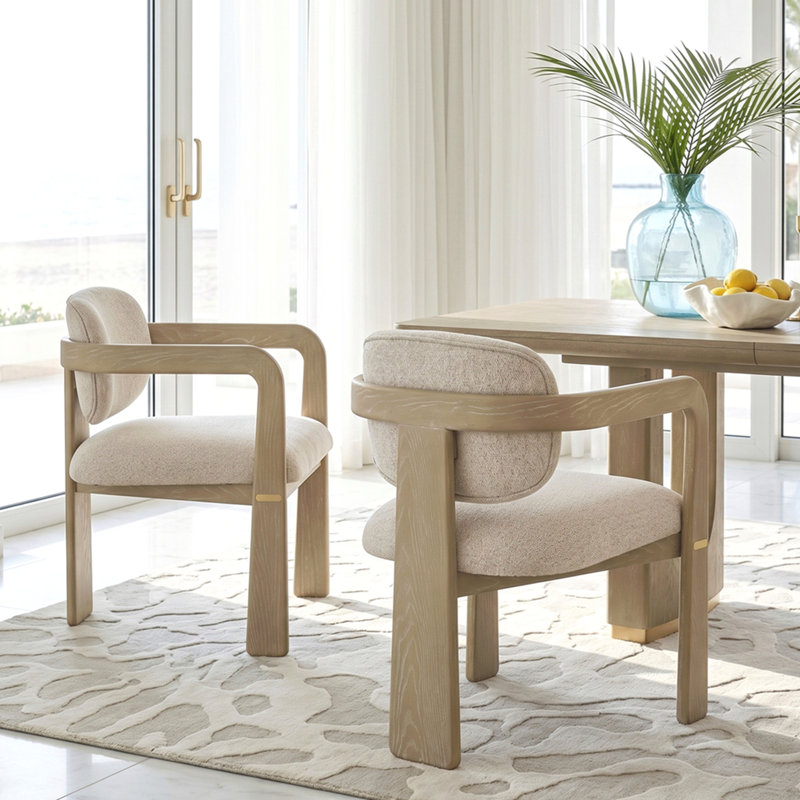 Ensemble de 2 chaises avec accoudoirs en chêne moderne Modern