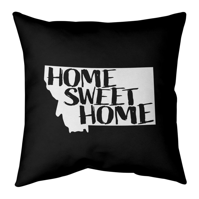 Coussin intérieur / extérieur Home Sweet, 18 po x 18 po, Montana, Noir