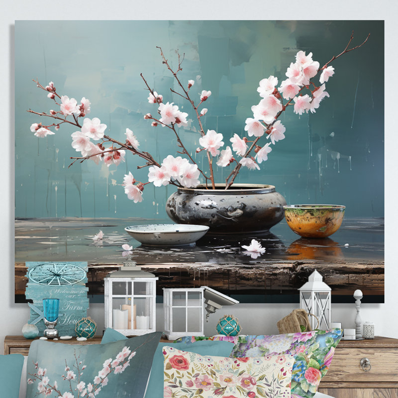 Art asiatique, jardin zen, art mural asiatique, H 34 po x l 44 po, Toile tendue