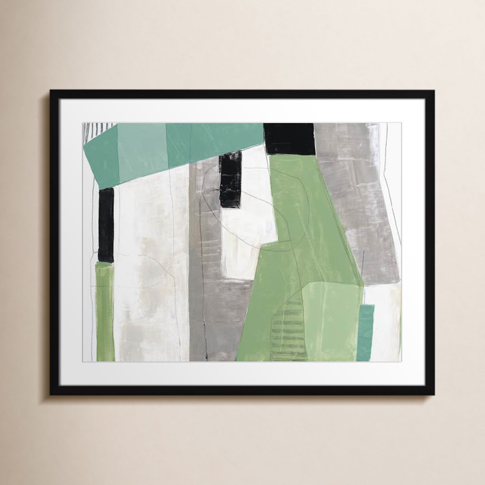 Evergreen Essence Print, White, 23.5" H x 29.5" W x 1.25" D, Black Box Frame - Matted Fine Art Paper Print