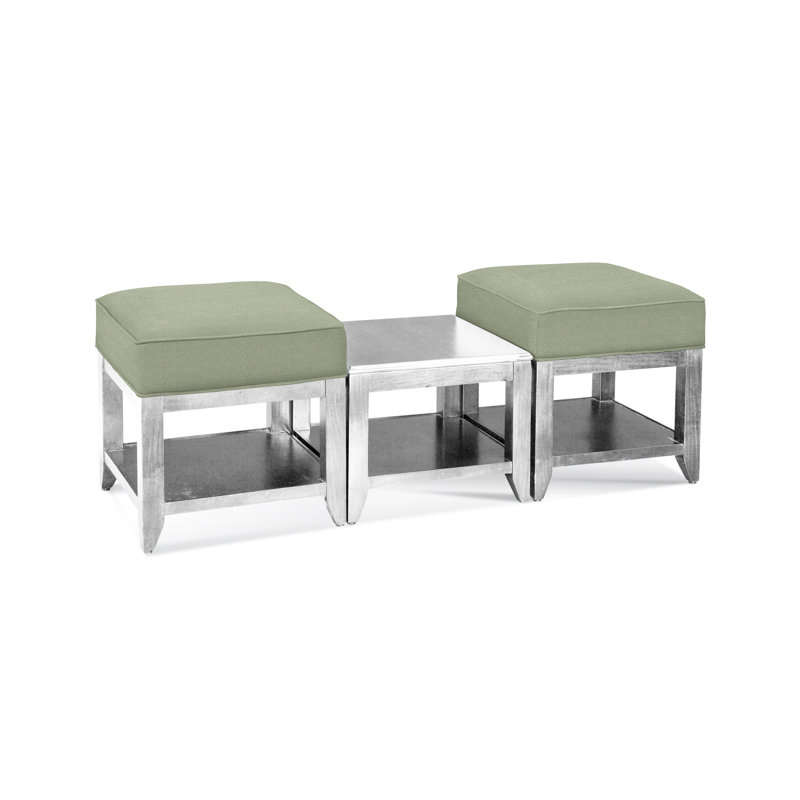 Elements Upholstered Cube Ottoman, Green Performance Fabric; 0851-54, Java
