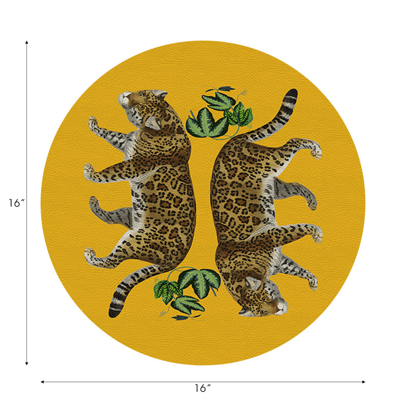 Leopard Placemat Set, Hot Yellow