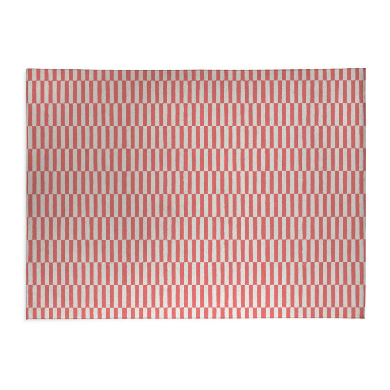 Tapis de cuisine à profil bas Off Stripe, Vieux rose, Rectangle 5 pi x 7 pi