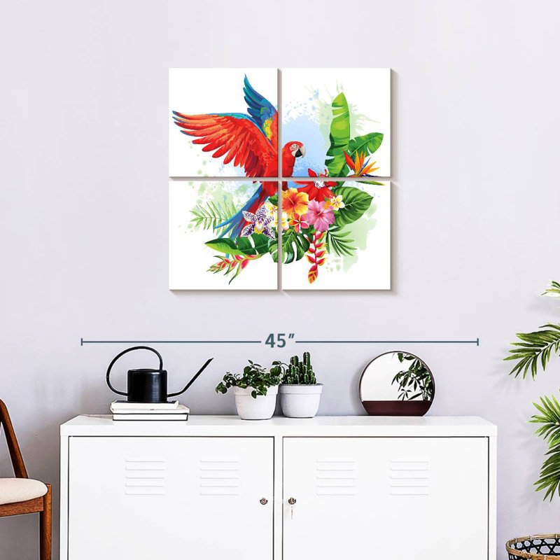 Perroquet floral Brampt, H 26 po x l 26 po