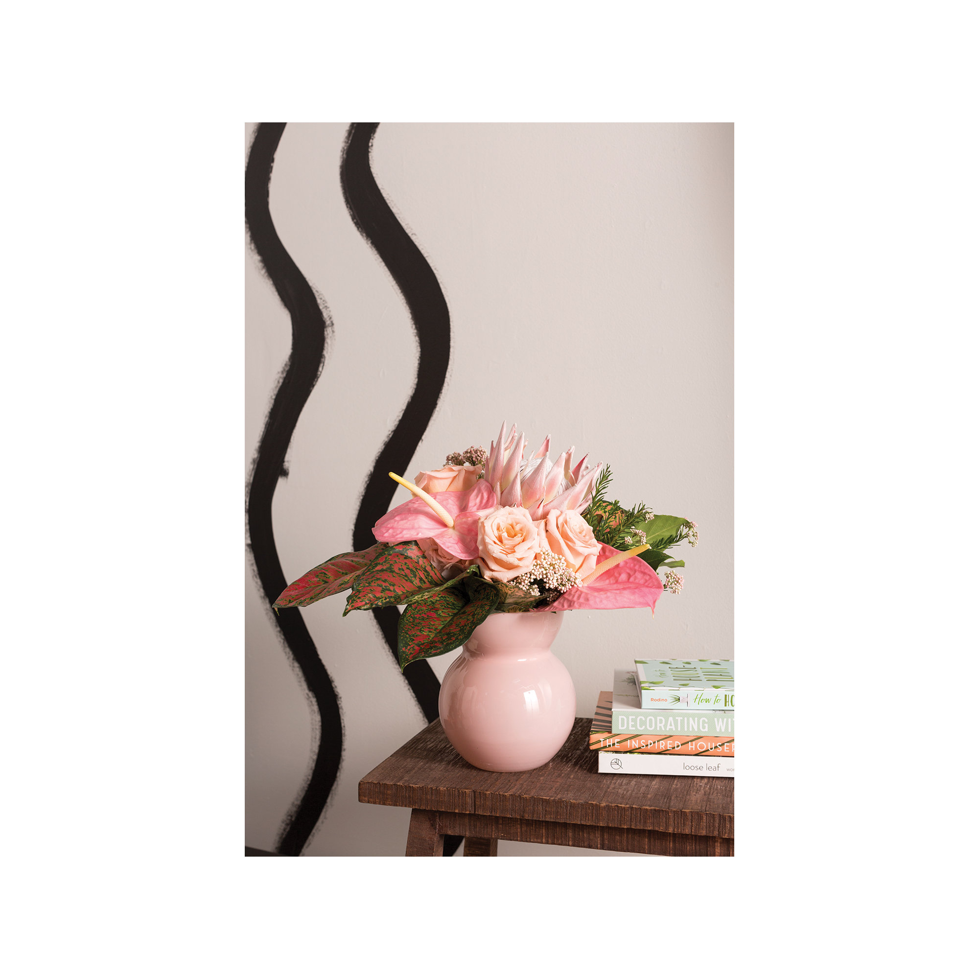 Dewey Handmade Glass Table Vase, Light Pink, 6.5" H x 5.5" W x 5.5" D
