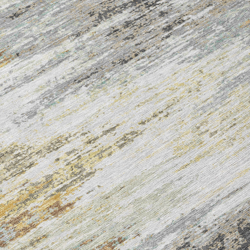 Tapis abstrait intérieur / extérieur lavable à la machine Chantille ACN2766, Étain, 5 pi x 7 pi 6 po