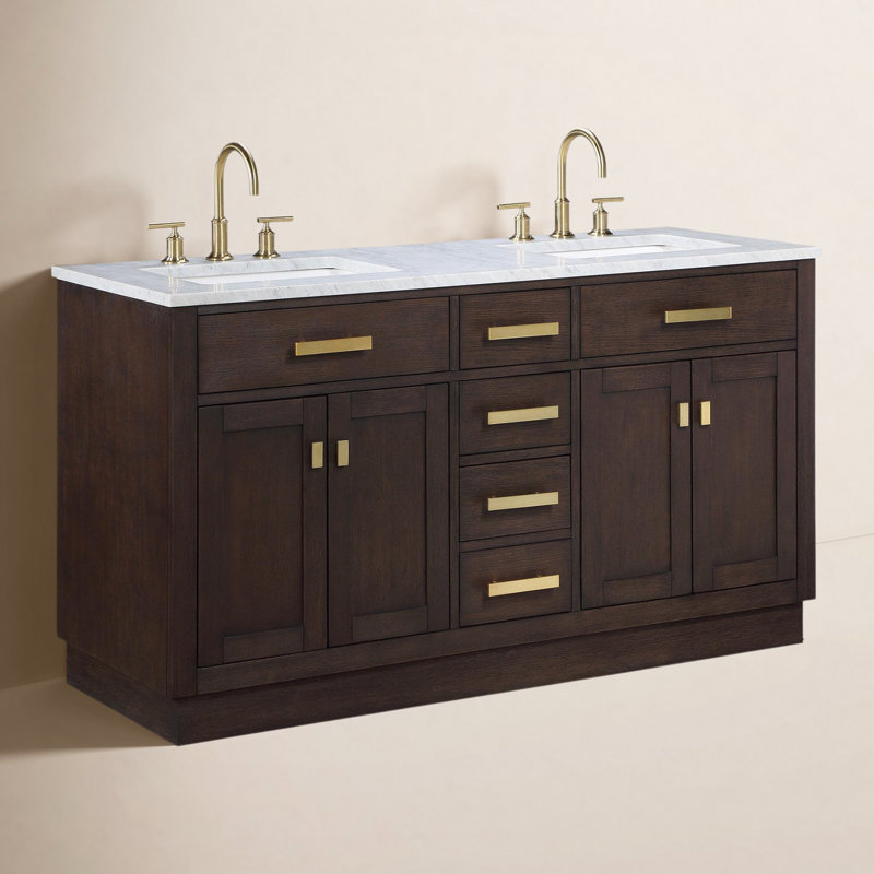Meuble-lavabo double 60 po Allencoe, Chêne brun