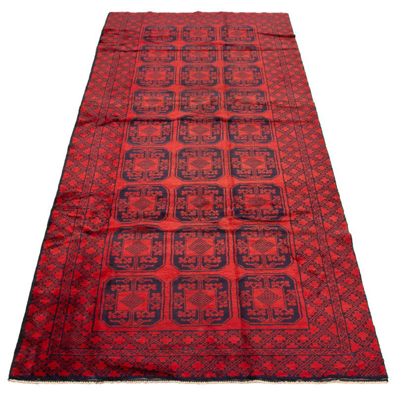 Tapis de couloir en Tapis décoratif laine noué à la main de conception unique 4 pi 9 po x 12 pi 2 po Cayl 1990s